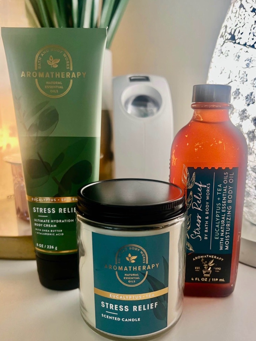 Stress relief lot candle oil, & cream brand new